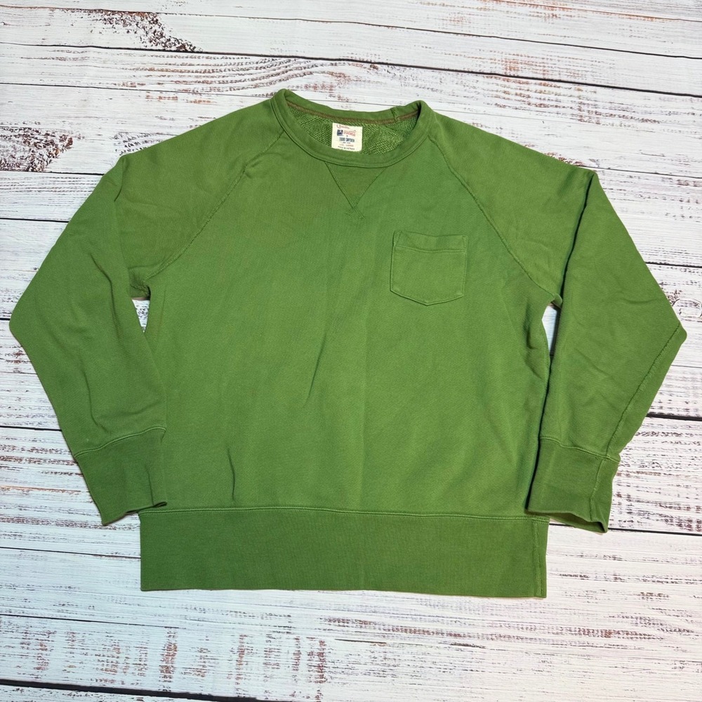 Todd Snyder Champion Sweatshirt Large Green Pocket Raglan French Terry Cotton